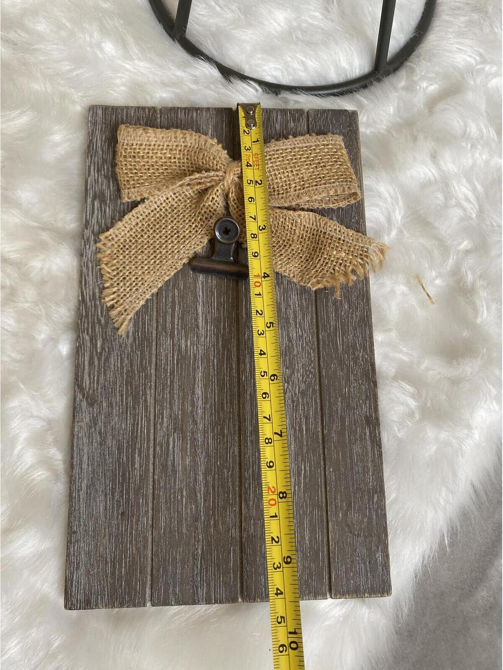 Rustic Wooden Clipboard with Burlap Bow and Metal Clip - Picture 4 of 5